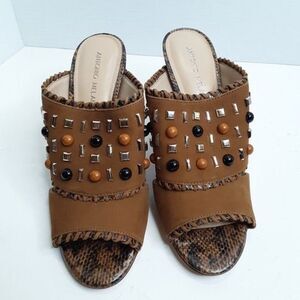 Antonio Melani Women's 10M Brown Jeweled High Heel Sandal